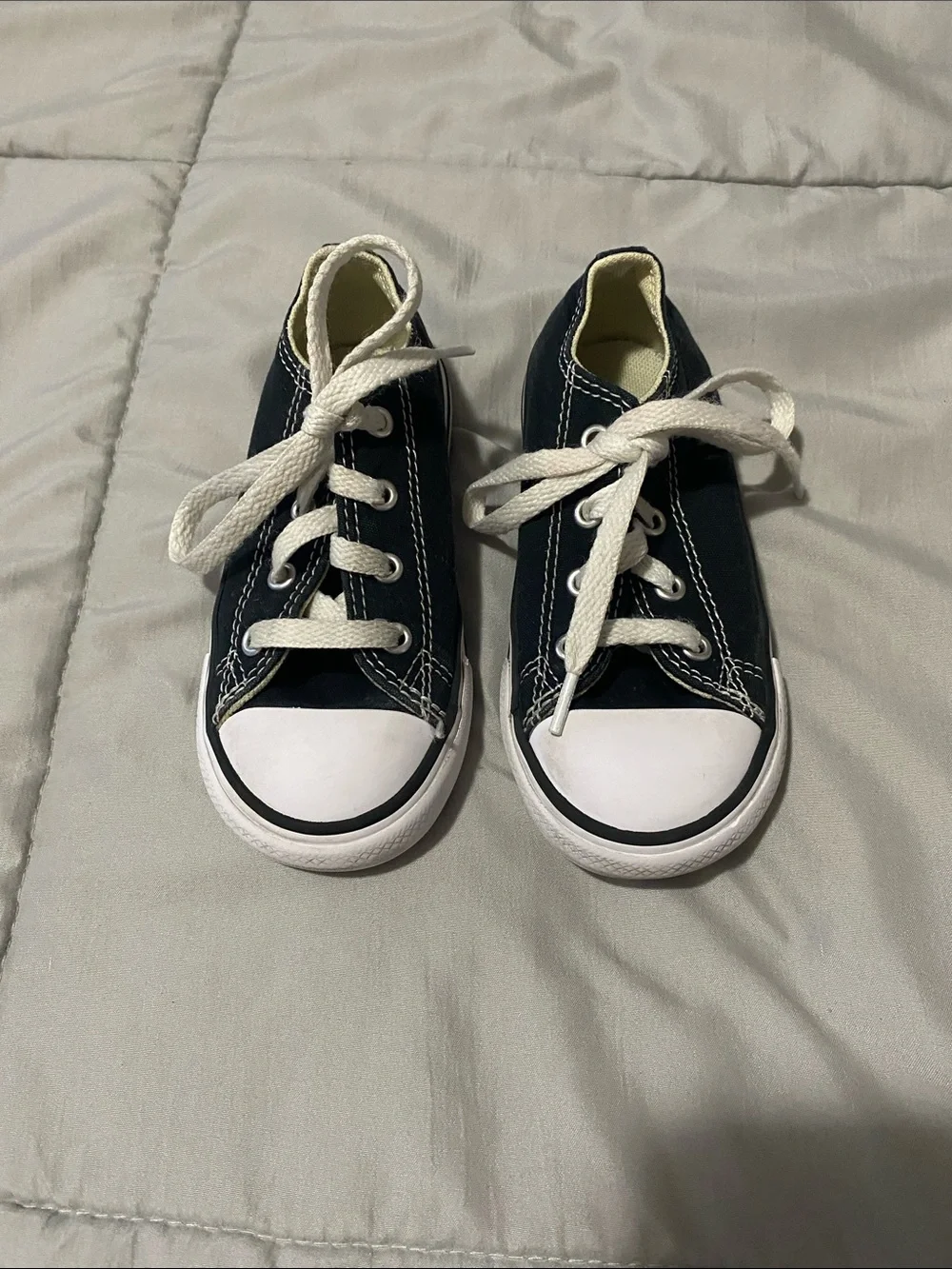 Converse Kids Navy Canvas Lace-Up Sneakers with White Toe